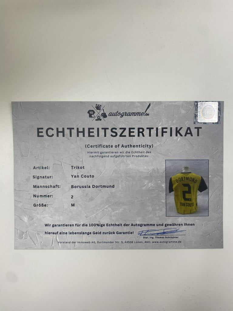 Borussia Dortmund Authentic Trikot Yan Couto signiert BVB neu Puma M