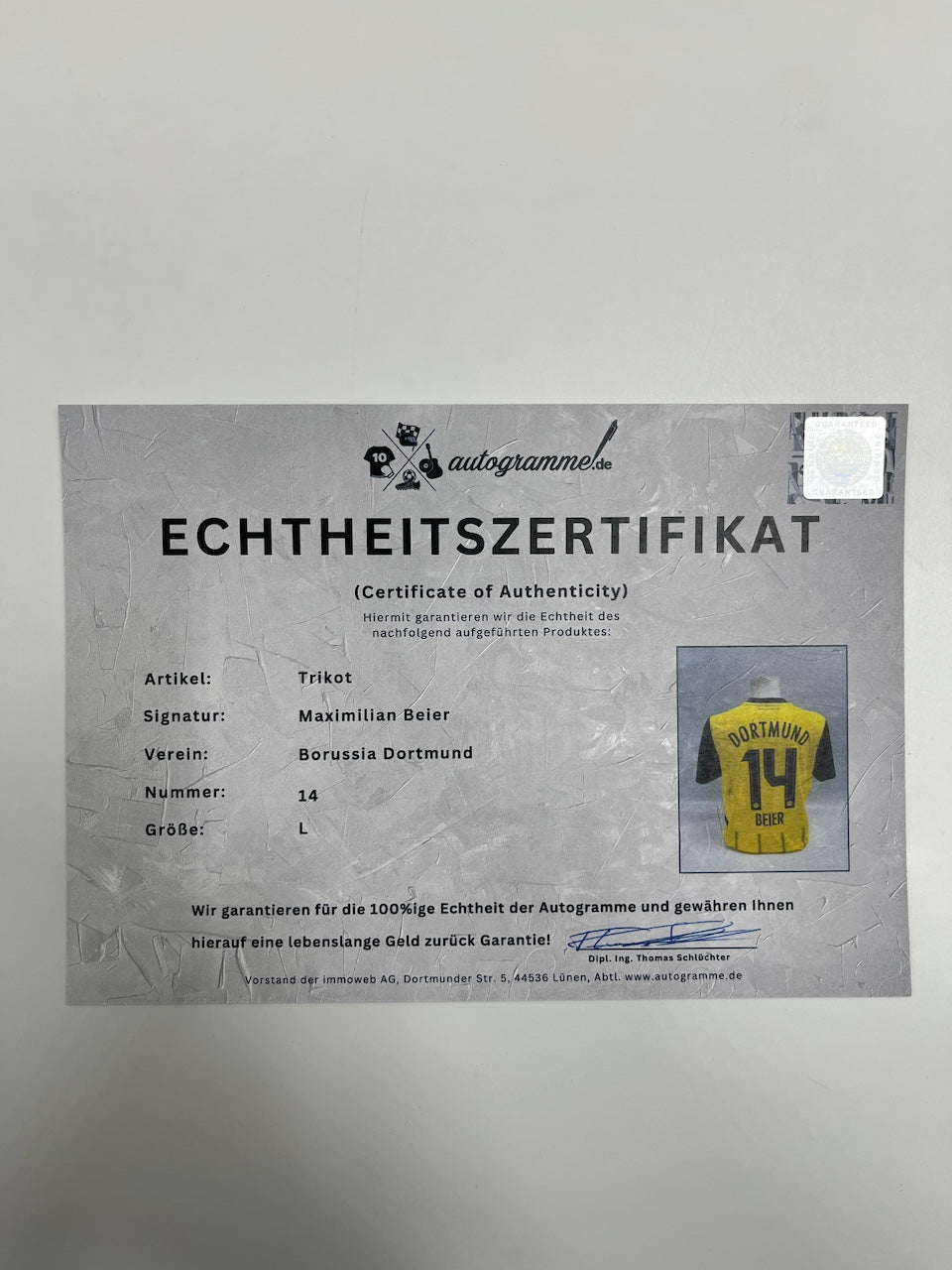 Borussia Dortmund Trikot Maximilian Beier signiert BVB Autogramm Puma L