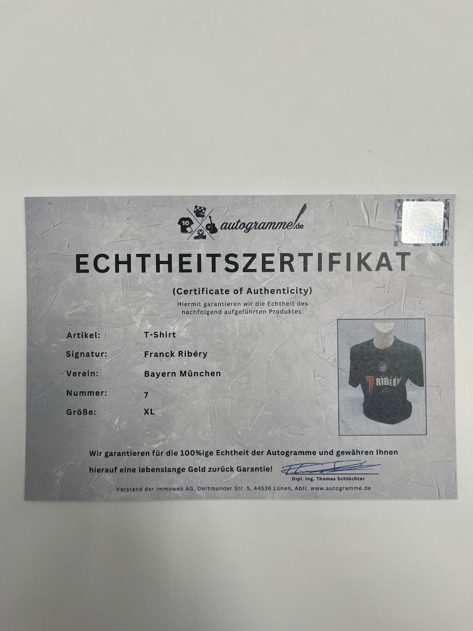 Bayern München T-Shirt Franck Ribery signiert Autogramme Bundesliga COA XL
