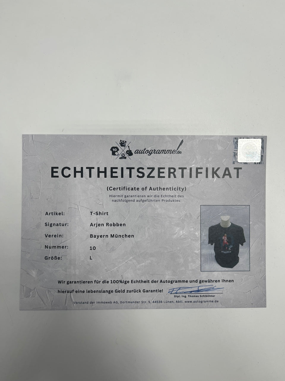 Bayern München T-Shirt Arjen Robben signiert Autogramme Bundesliga COA L