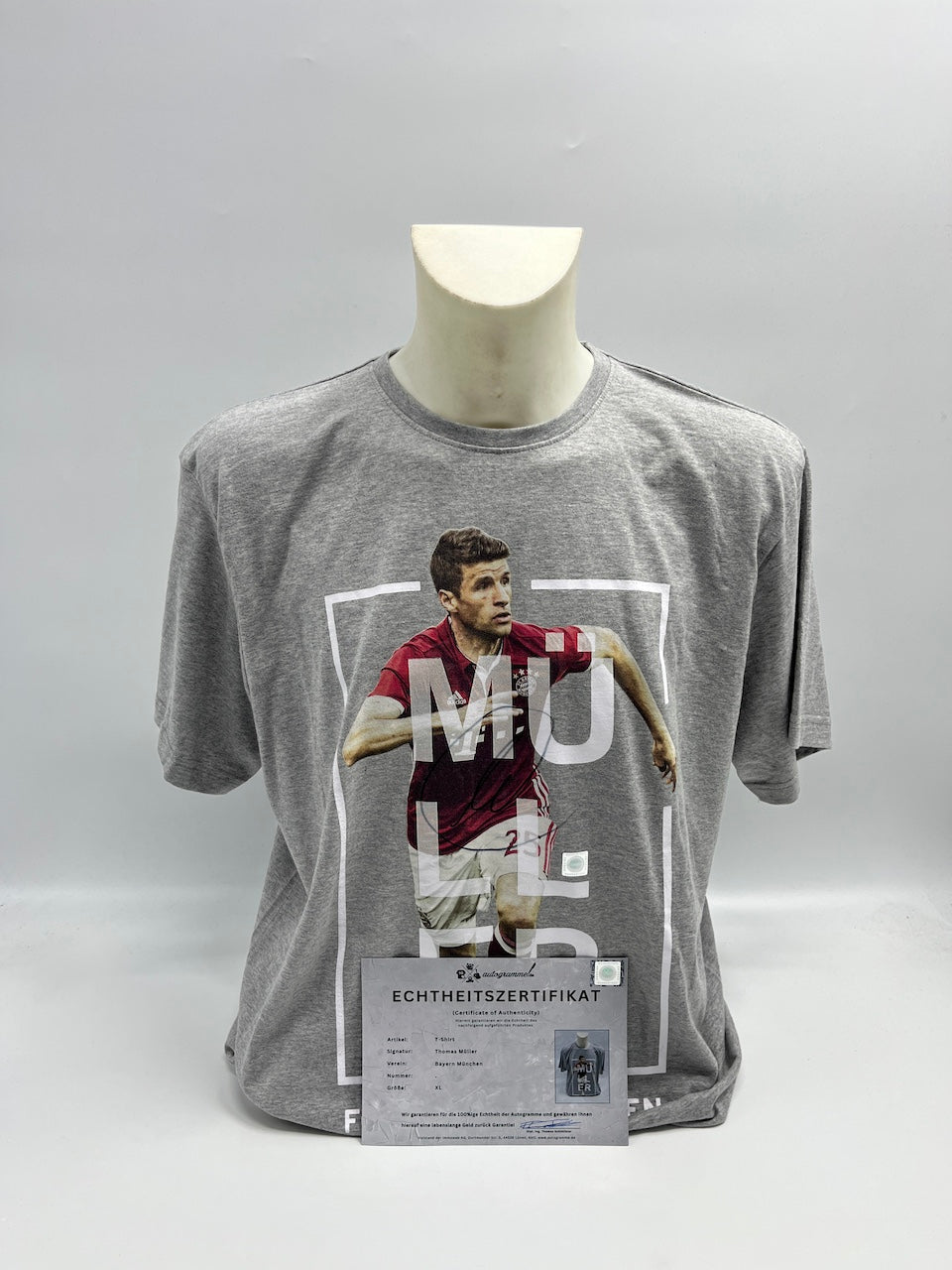 Bayern München T-Shirt Thomas Müller signiert Autogramme Bundesliga COA neu XL