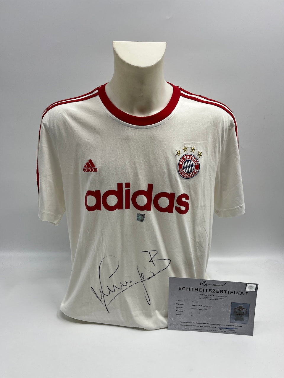 Bayern München T-Shirt Bastian Schweinsteiger signiert Autogramme Bundesliga XL