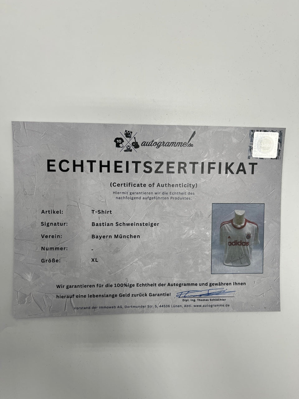 Bayern München T-Shirt Bastian Schweinsteiger signiert Autogramme Bundesliga XL