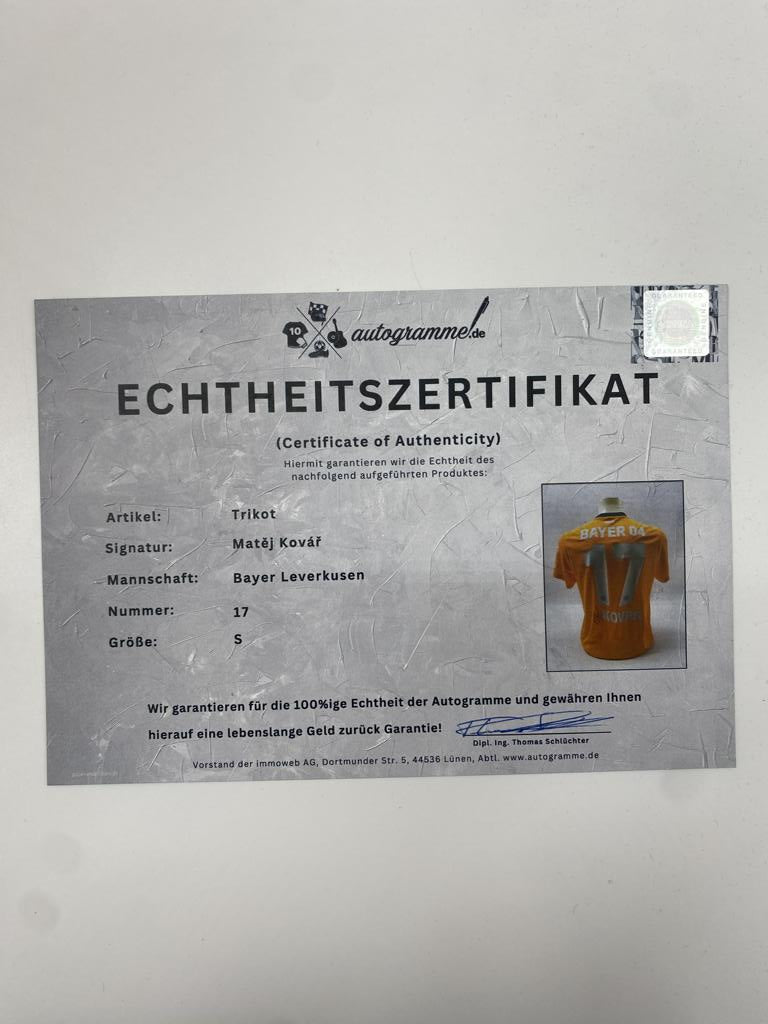 Bayer Leverkusen Trikot Matěj Kovář signiert Autogramm Castore S