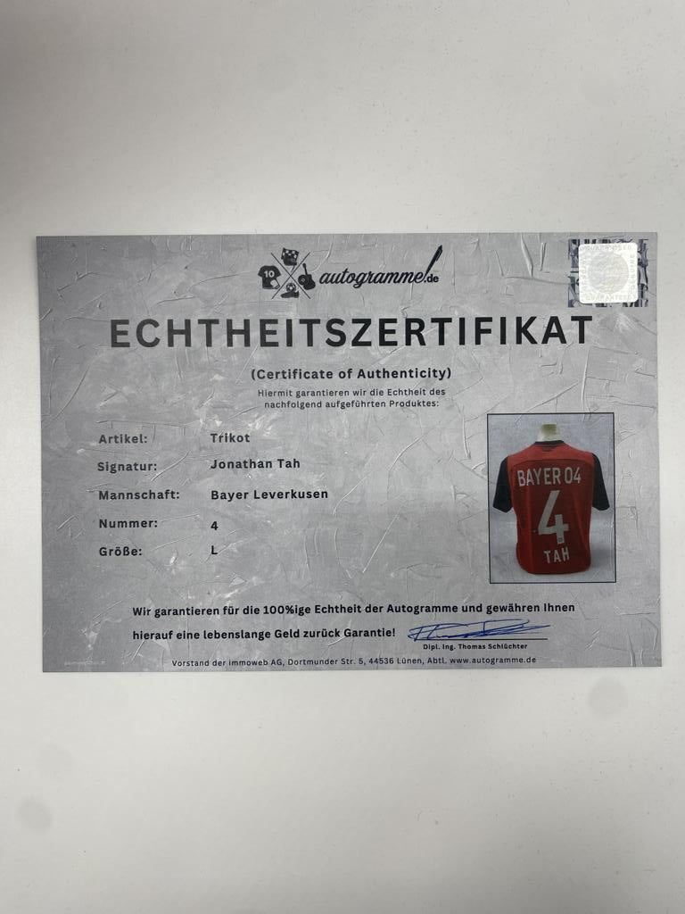 Bayer Leverkusen Trikot Jonathan Tah signiert Autogramm Castore COA L