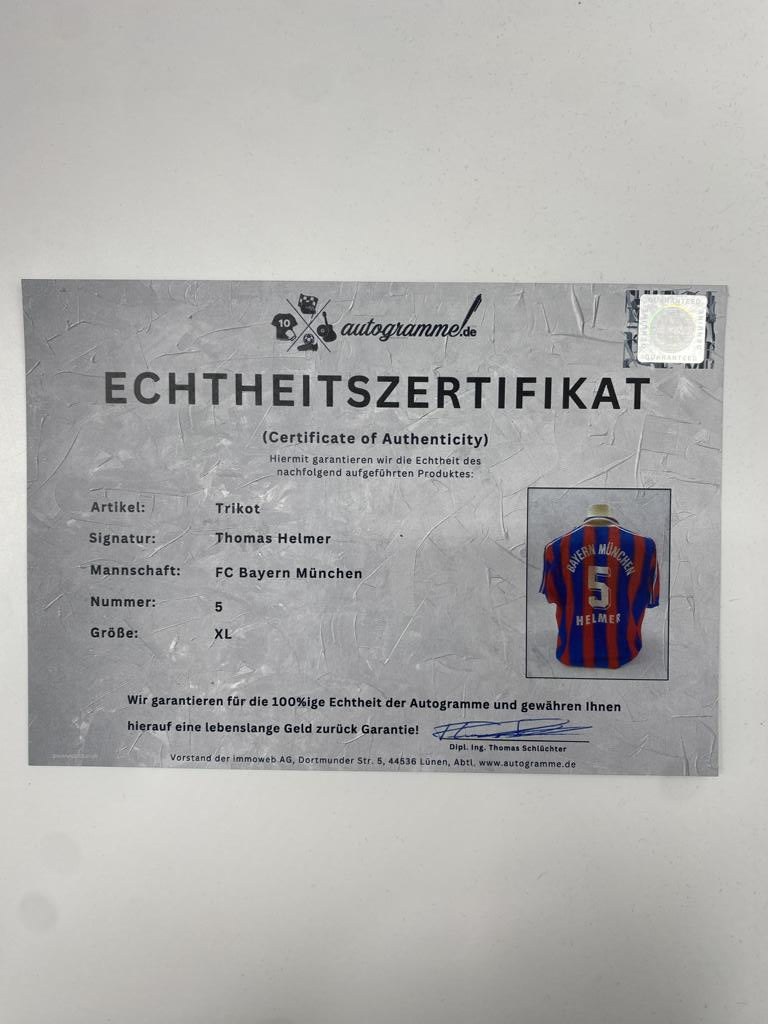 Bayern München Trikot Thomas Helmer signiert Autogramm Adidas XL