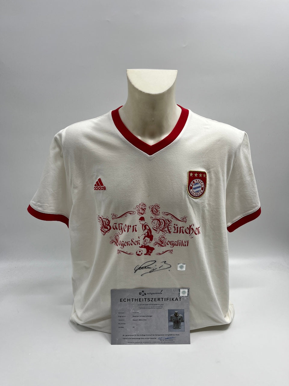 Bayern München T-Shirt Bastian Schweinsteiger signiert Autogramme Bundesliga XL
