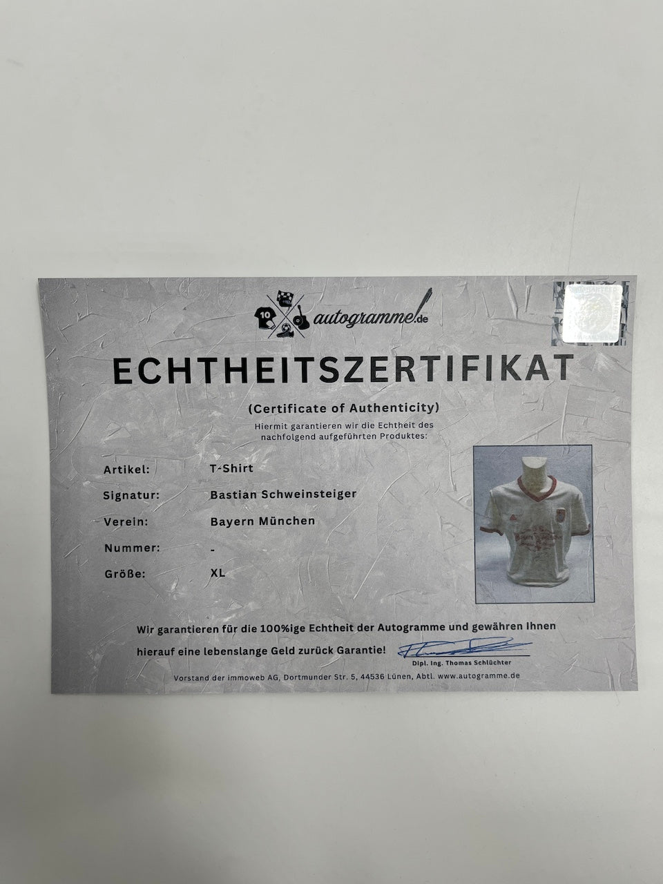 Bayern München T-Shirt Bastian Schweinsteiger signiert Autogramme Bundesliga XL