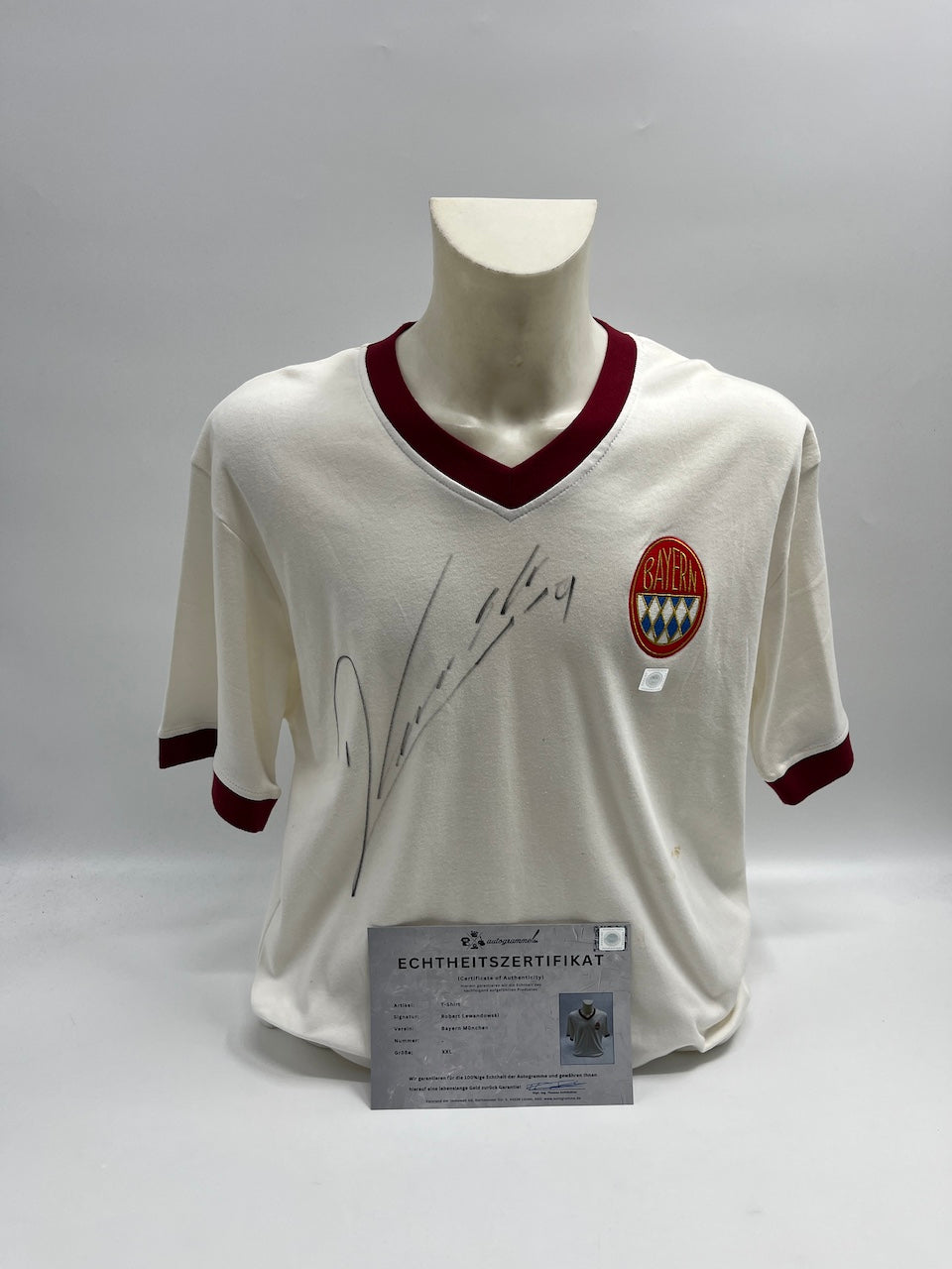 Bayern München T-Shirt Robert Lewandowski signiert Autogramme Bundesliga COA XXL