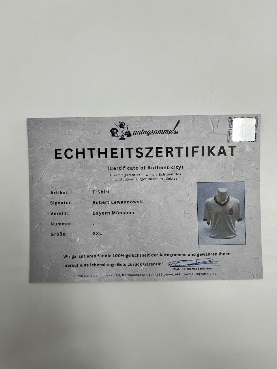 Bayern München T-Shirt Robert Lewandowski signiert Autogramme Bundesliga COA XXL