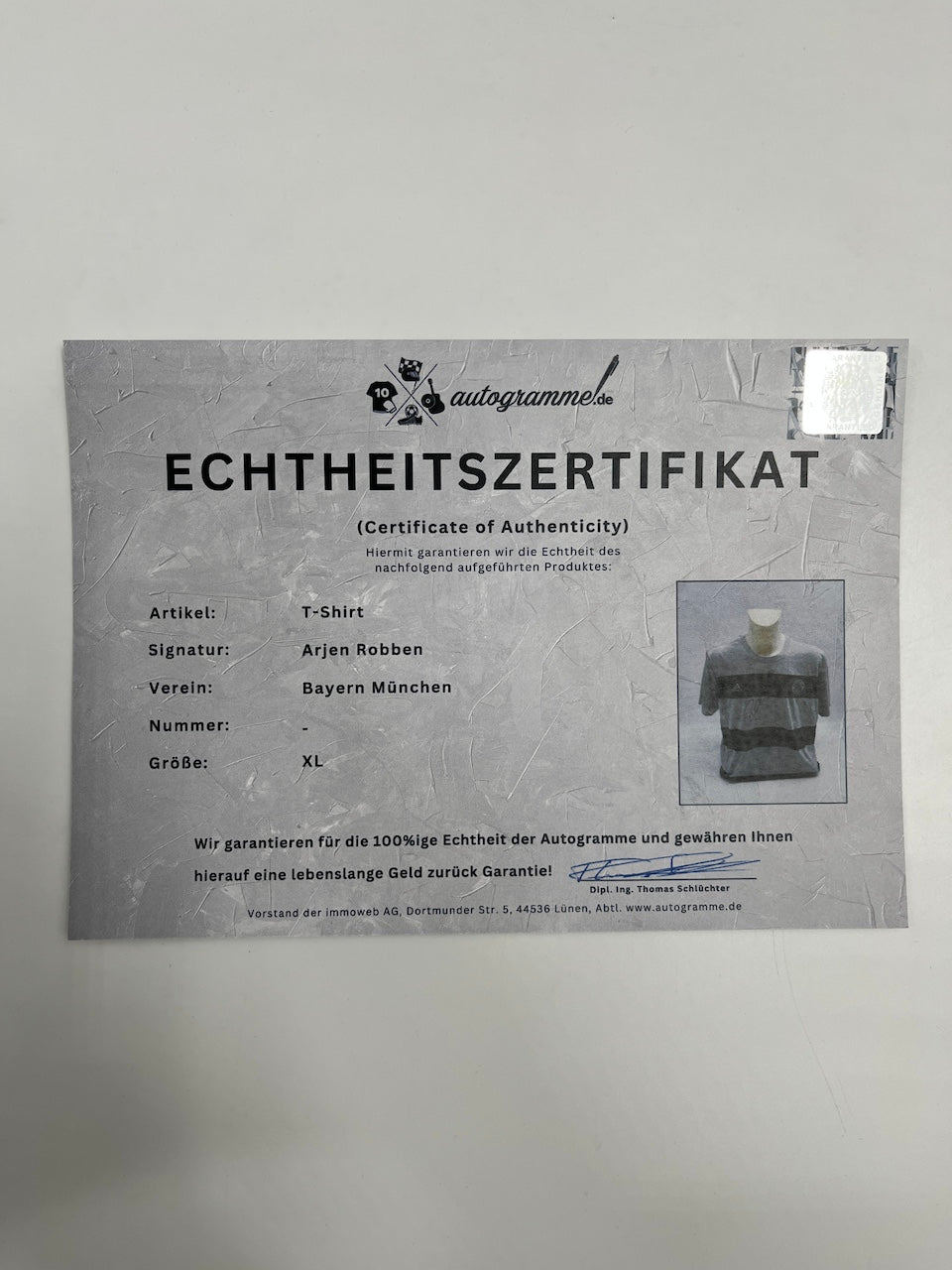 Bayern München T-Shirt Arjen Robben signiert Autogramme Bundesliga COA XL