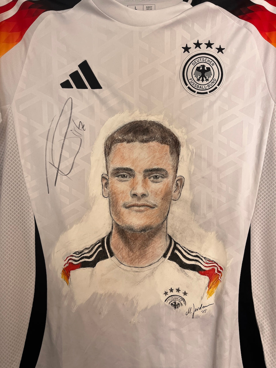 DFB Trikot Portrait Florian Wirtz handgemalt und signiert Adidas L