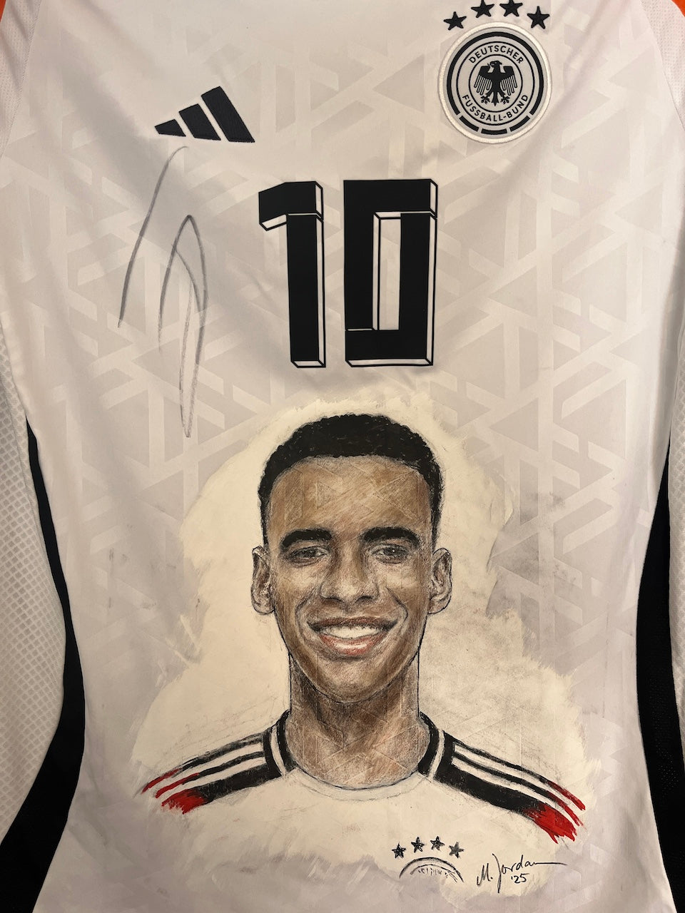 DFB jersey portrait of Jamal Musiala, hand-painted and signed, Adidas 176