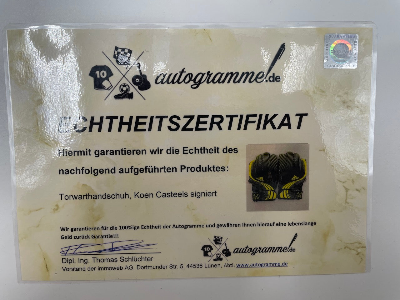 Torwarthandschuh Koen Casteels signiert Autogramm Wolfsburg Neu COA