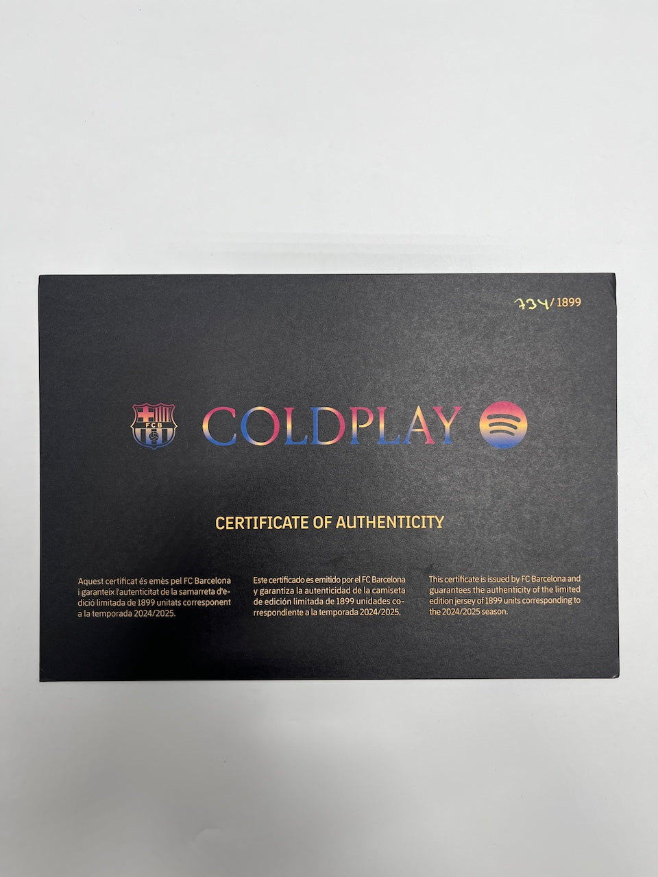 Limited Barcelona x Coldplay jersey 734/1899 S