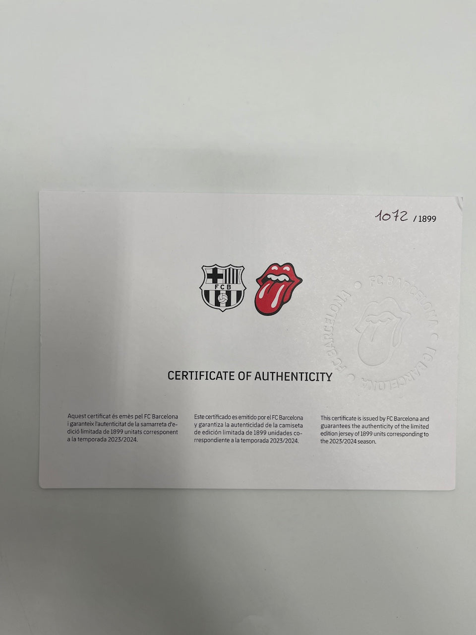 Limitiertes Barcelona x The Rolling Stones Trikot 1072/1899 M