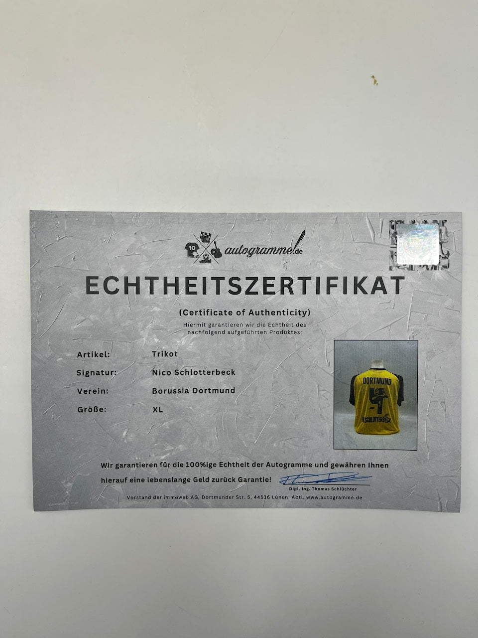 Borussia Dortmund Trikot Nico Schlotterbeck signiert BVB Puma COA XL