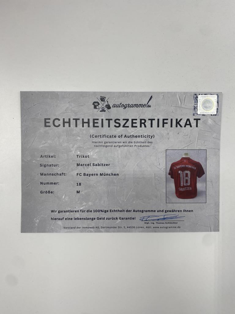 Bayern München Trikot Marcel Sabitzer signiert Autogramm Adidas COA M