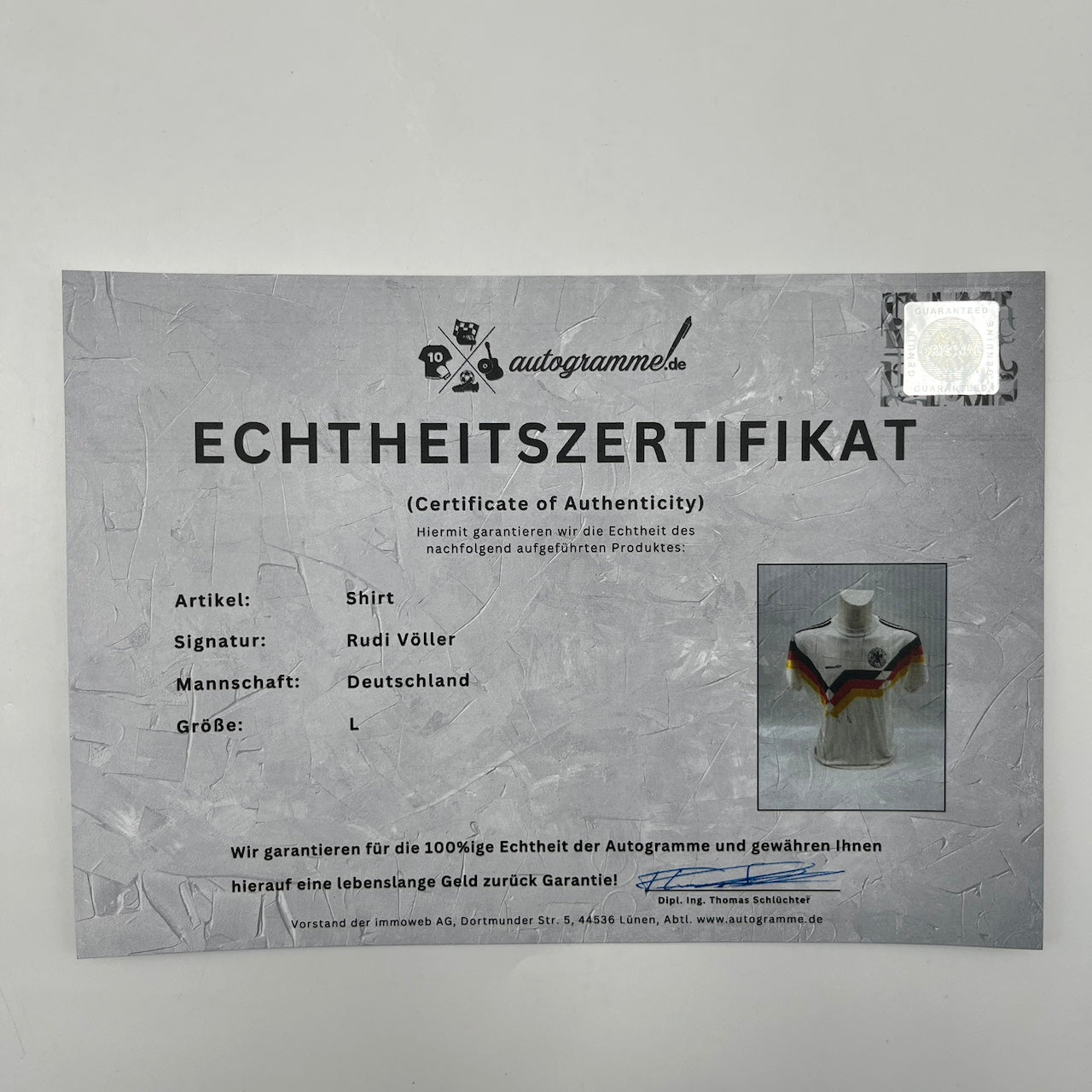DFB Shirt Rudi Völler signiert Autogramme Adidas COA L