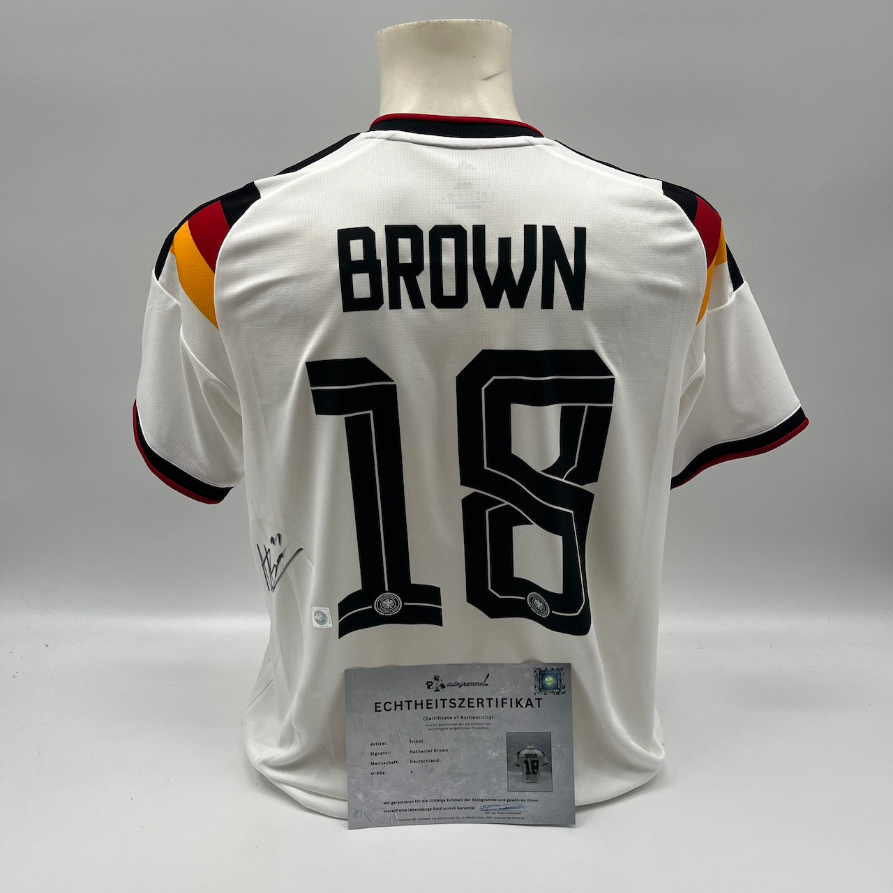 DFB Trikot Nathaniel Brown signiert Autogramme Adidas COA neu L