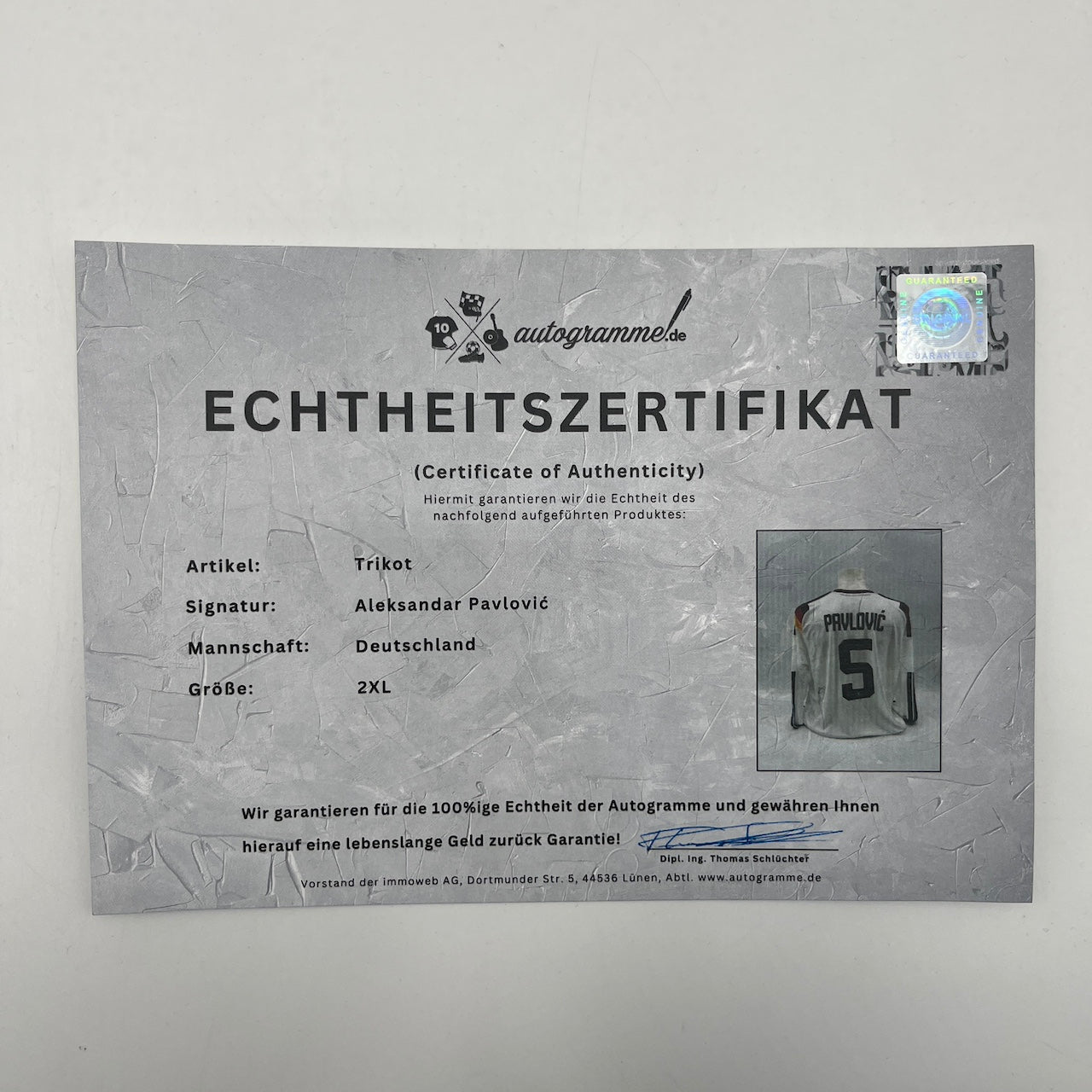 DFB Trikot Aleksandar Pavlovic signiert Autogramme Adidas COA neu 2XL