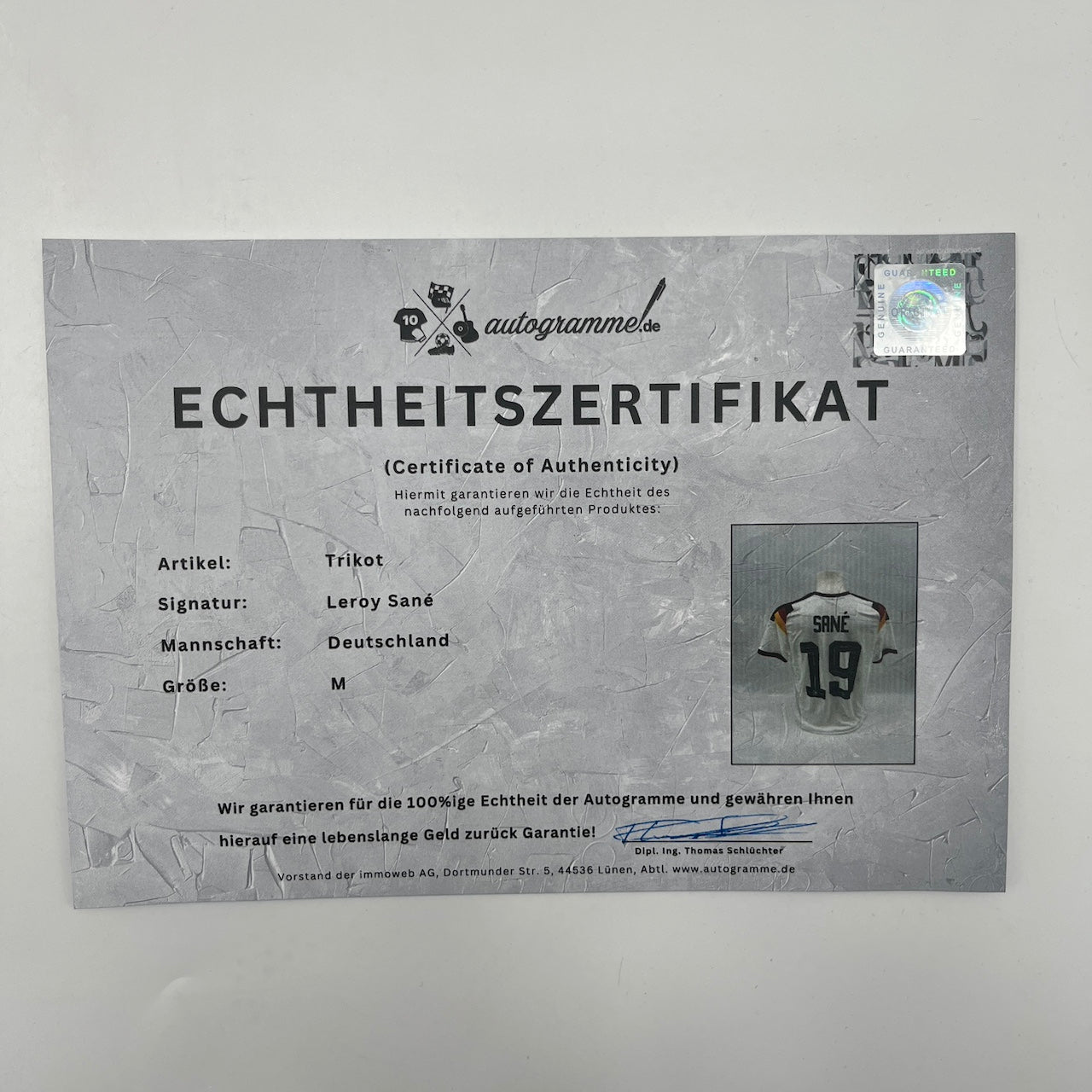 DFB Trikot Leroy Sane signiert Autogramme Adidas COA neu M