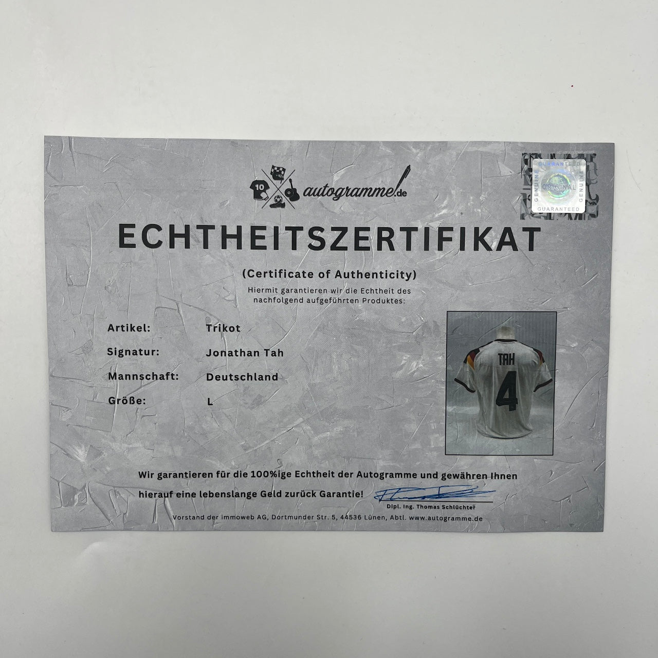 DFB Trikot Jonathan Tah signiert Autogramme Adidas COA neu L