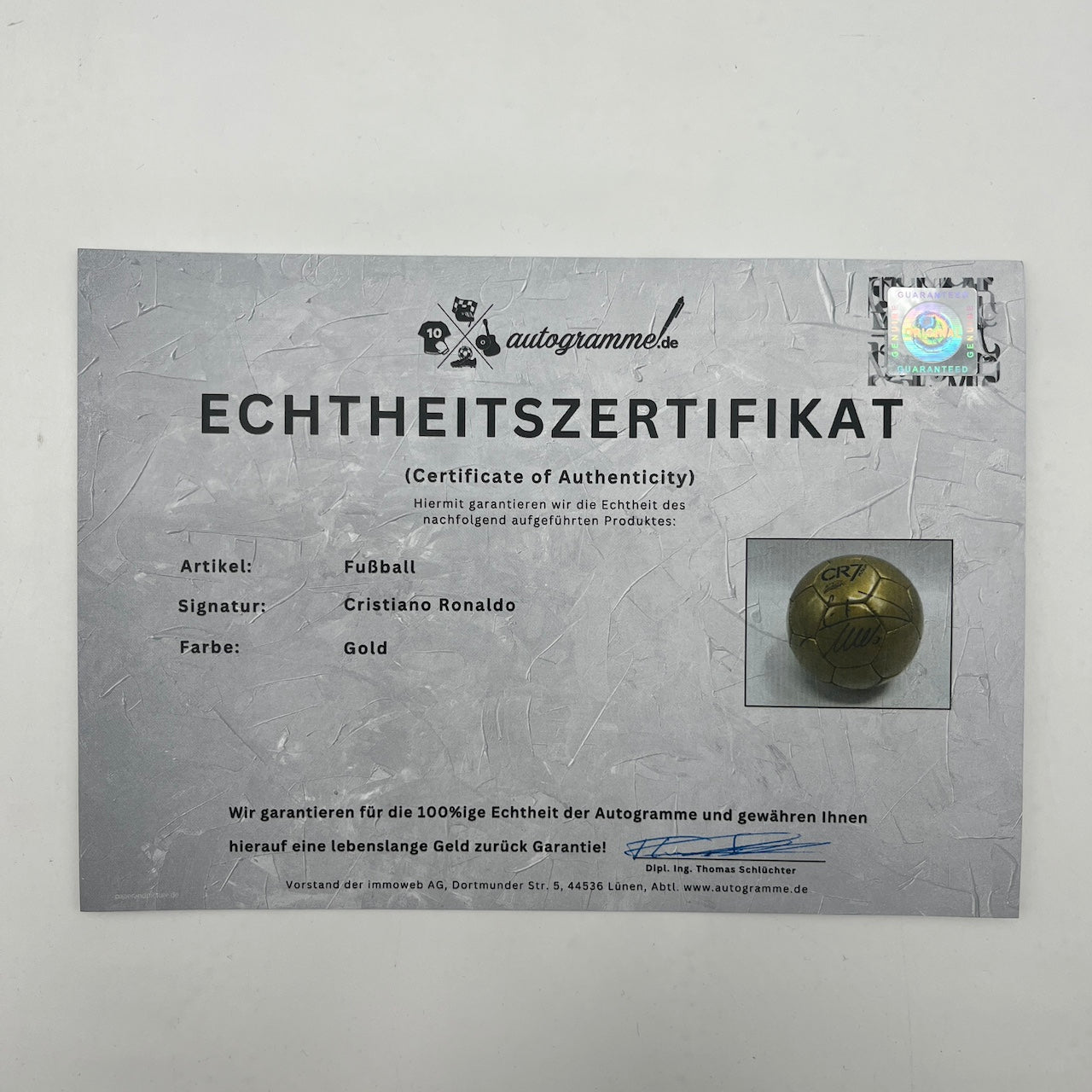 Fußball Cristiano Ronaldo signiert Portugal Real Madrid Autogramm CR7