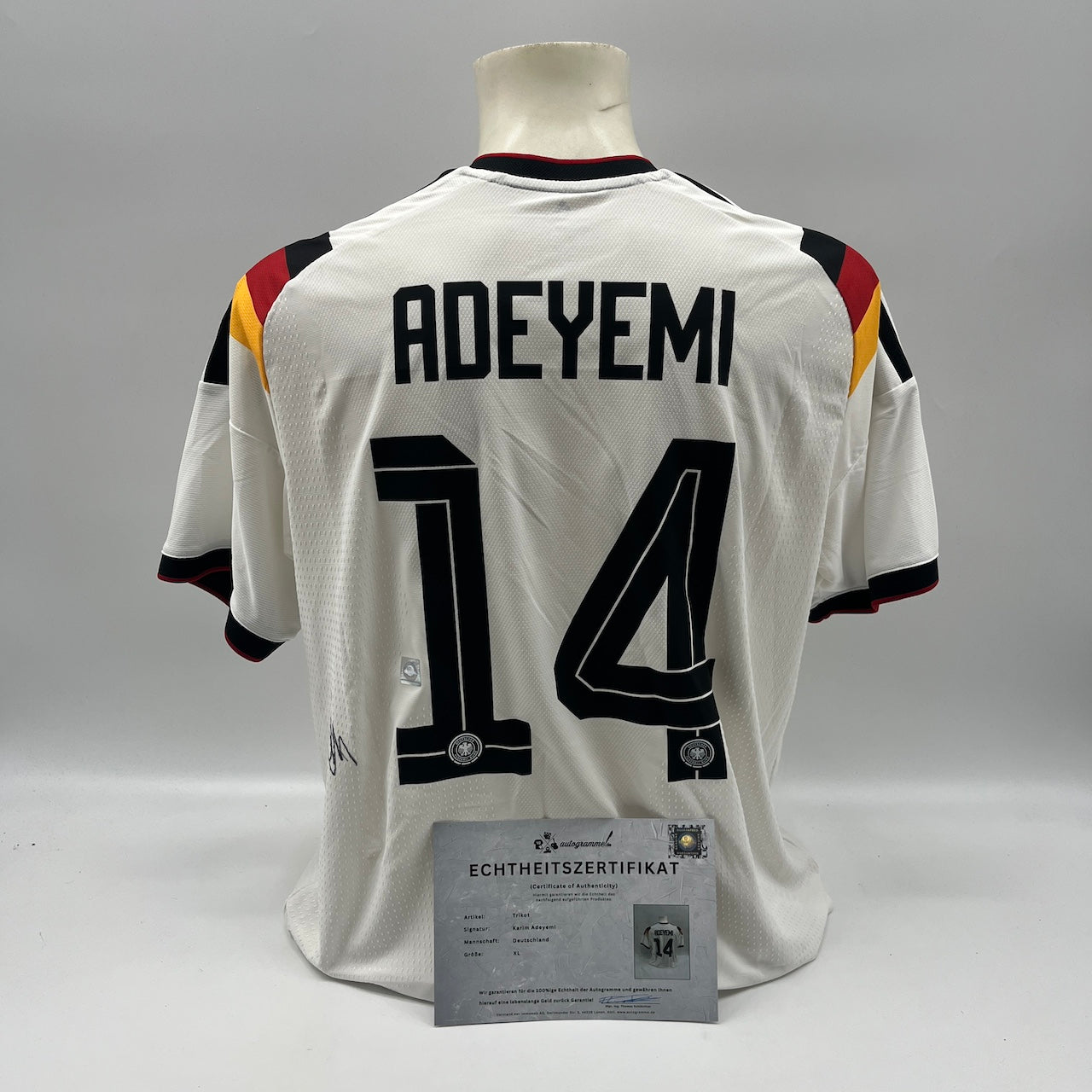 DFB Trikot WM 2026 Karim Adeyemi signiert Autogramm Adidas COA XL