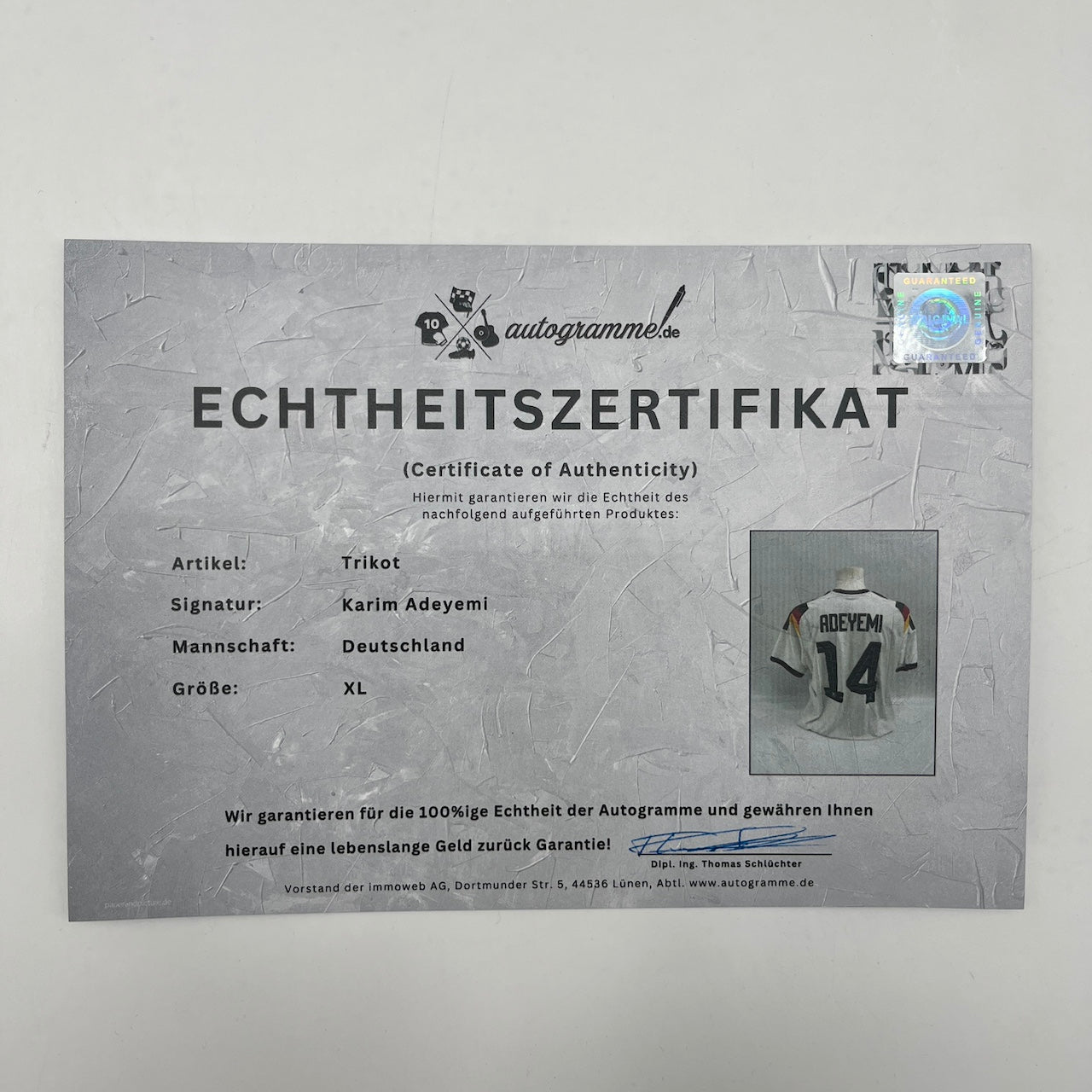 DFB Trikot WM 2026 Karim Adeyemi signiert Autogramm Adidas COA XL