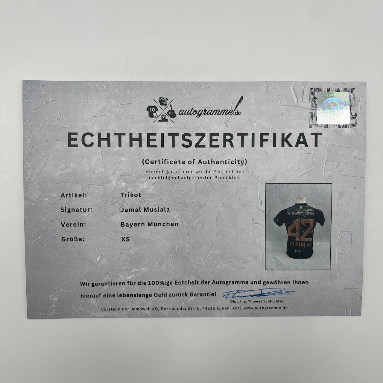 Bayern München Damentrikot Jamal Musiala signiert Autogramm Adidas COA XS