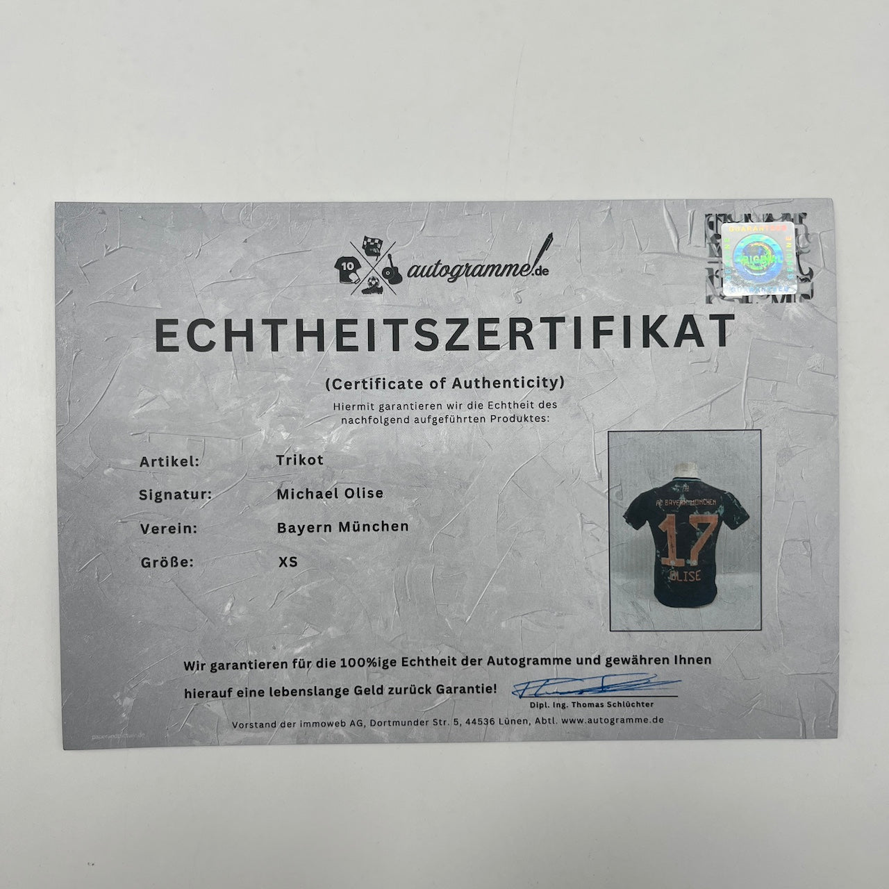 Bayern München Damentrikot Michael Olise signiert Autogramm Adidas COA XS
