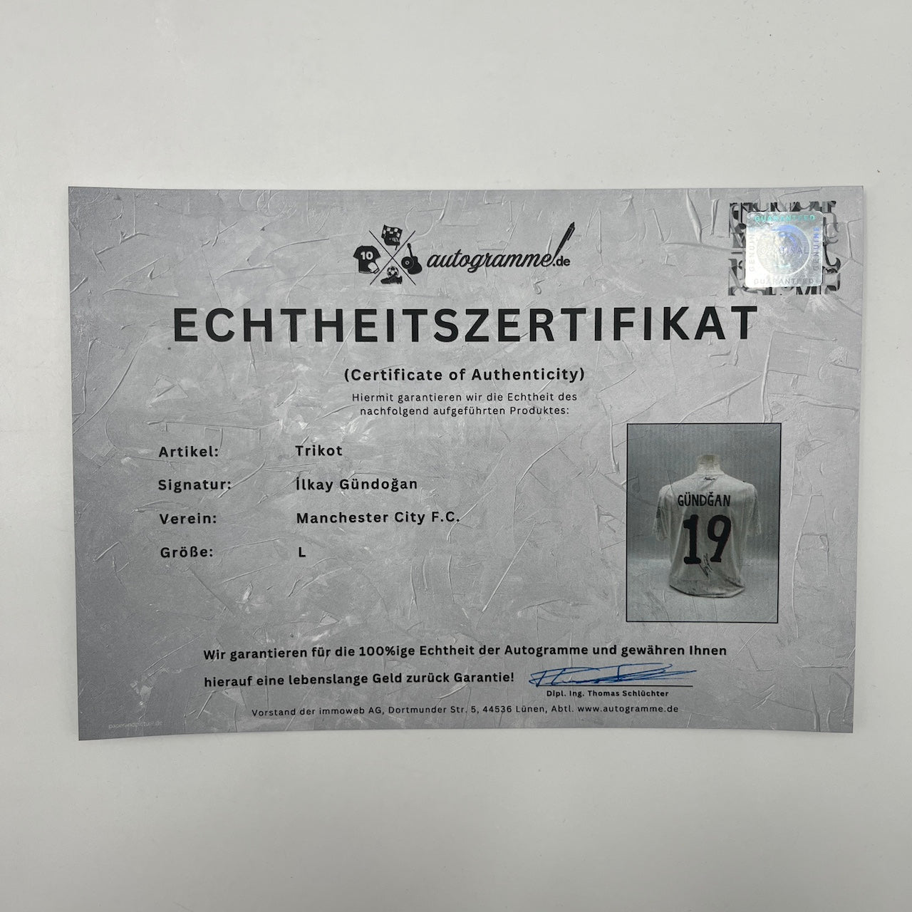 Manchester City Trikot Ilkay Gündogan signiert Autogramm Puma COA L