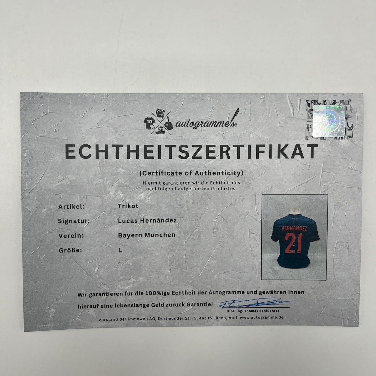 Bayern München Trikot Lucas Hernandez signiert Autogramm Adidas L