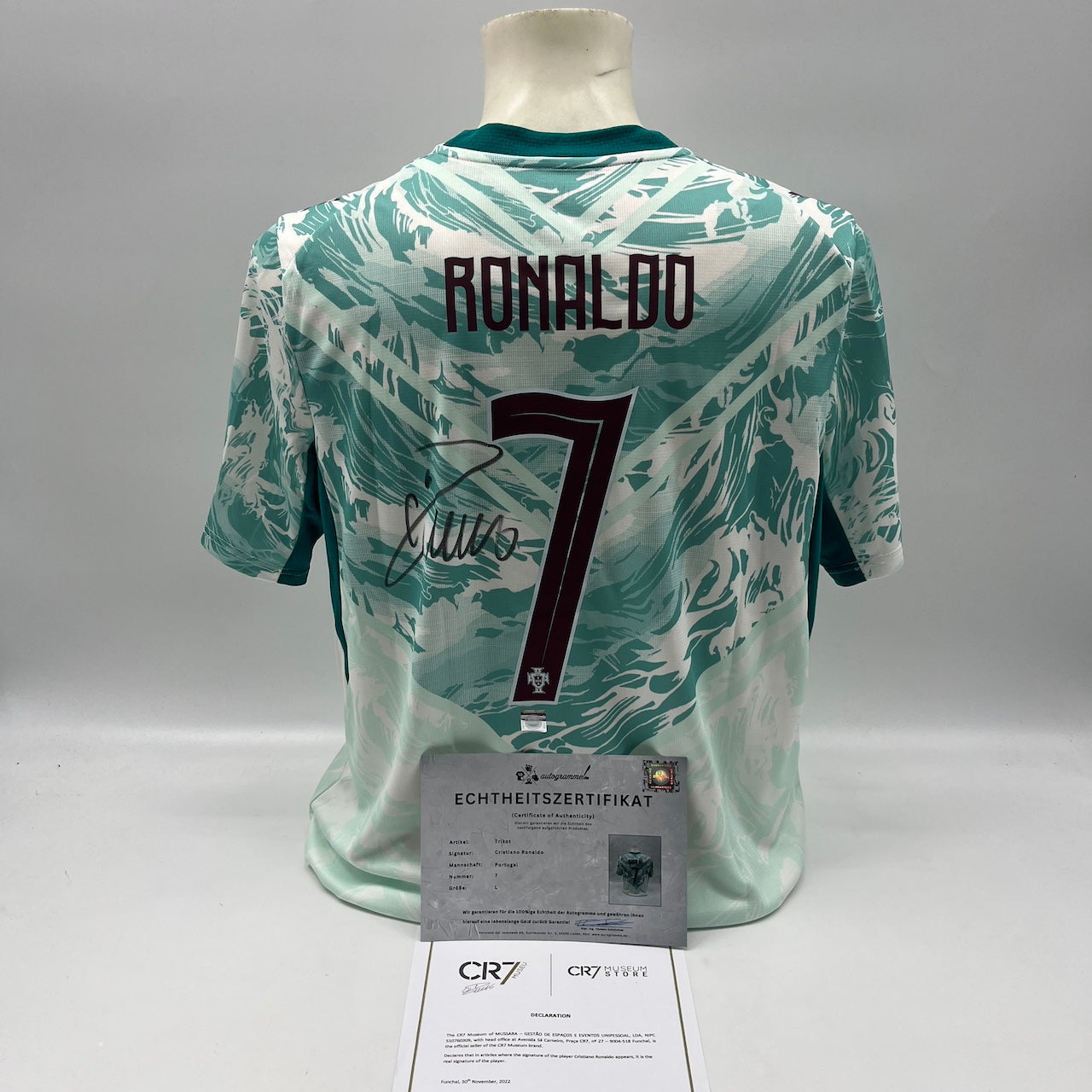 Portugal Trikot WM 2026 Cristiano Ronaldo signiert Autogramm COA weiß L