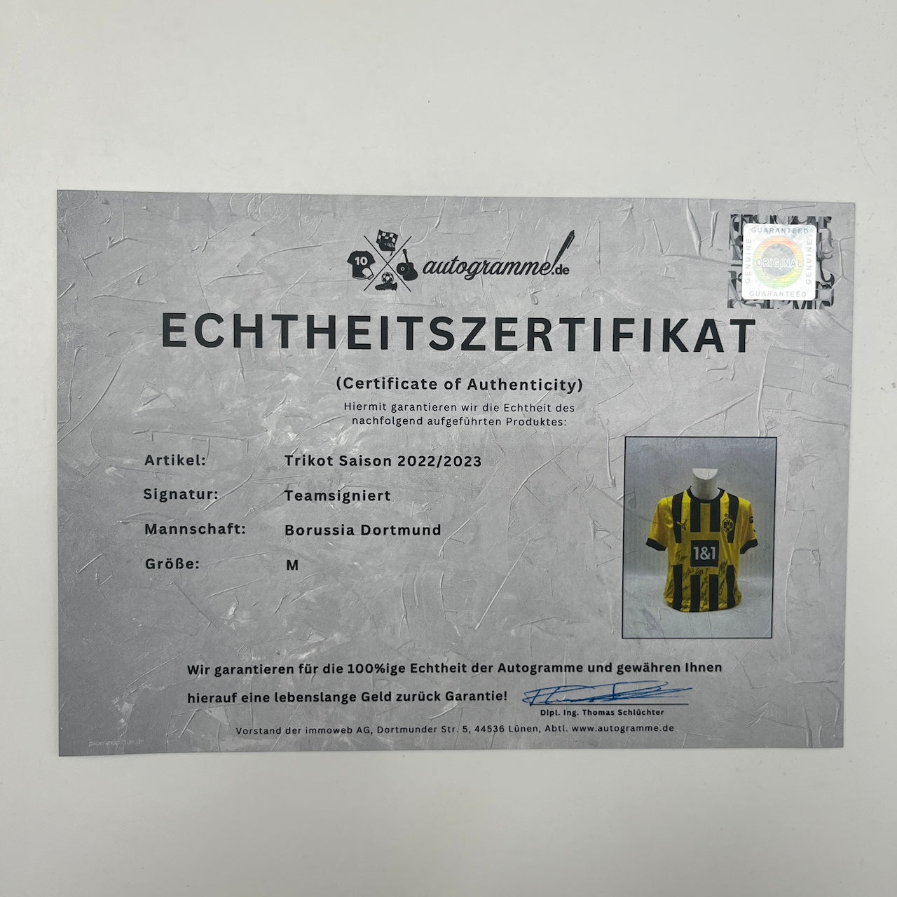 BVB Trikot 2022/2023 Teamsigniert Borussia Dortmund COA Puma L
