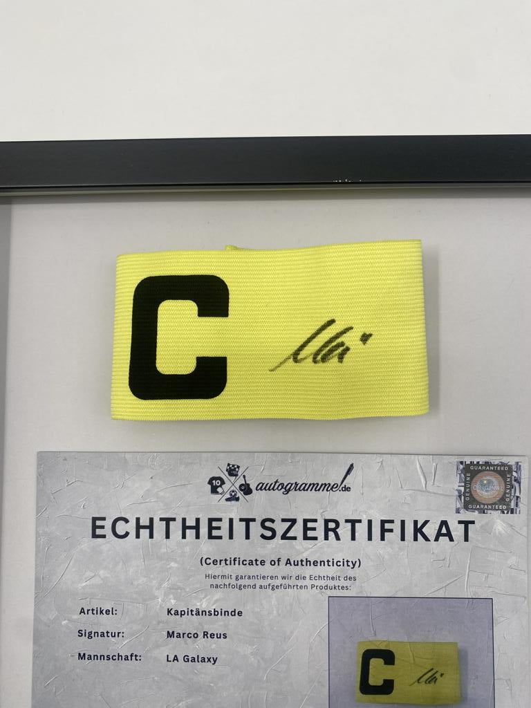 Kapitänsbinde Marco Reus signiert im Rahmen LA Galaxy Autogramm COA