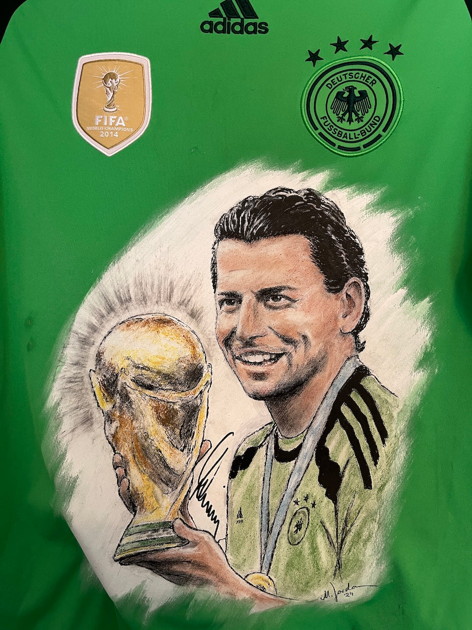 DFB Torwarttrikot Portrait Roman Weidenfeller handgemalt und signiert Adidas S