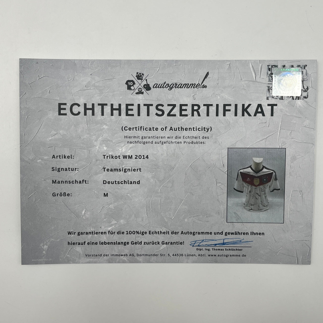 Deutschland Trikot WM 2014 Teamsigniert Autogramm DFB Weltmeister Adidas M