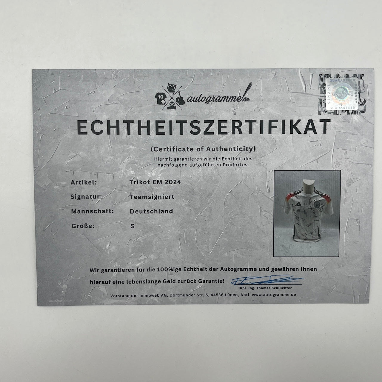 Deutschland Trikot EM 2024 Teamsigniert DFB COA Adidas S