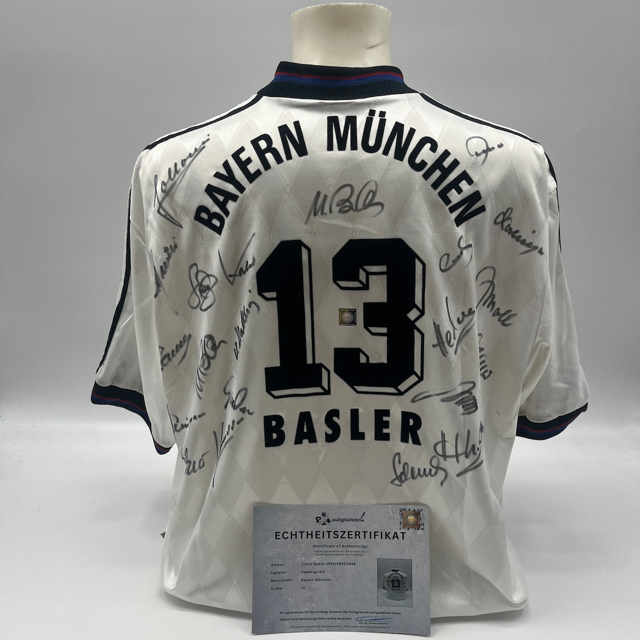 Bayern München Trikot 1996/1997/1998 Teamsigniert Bundesliga COA Adidas XL neu