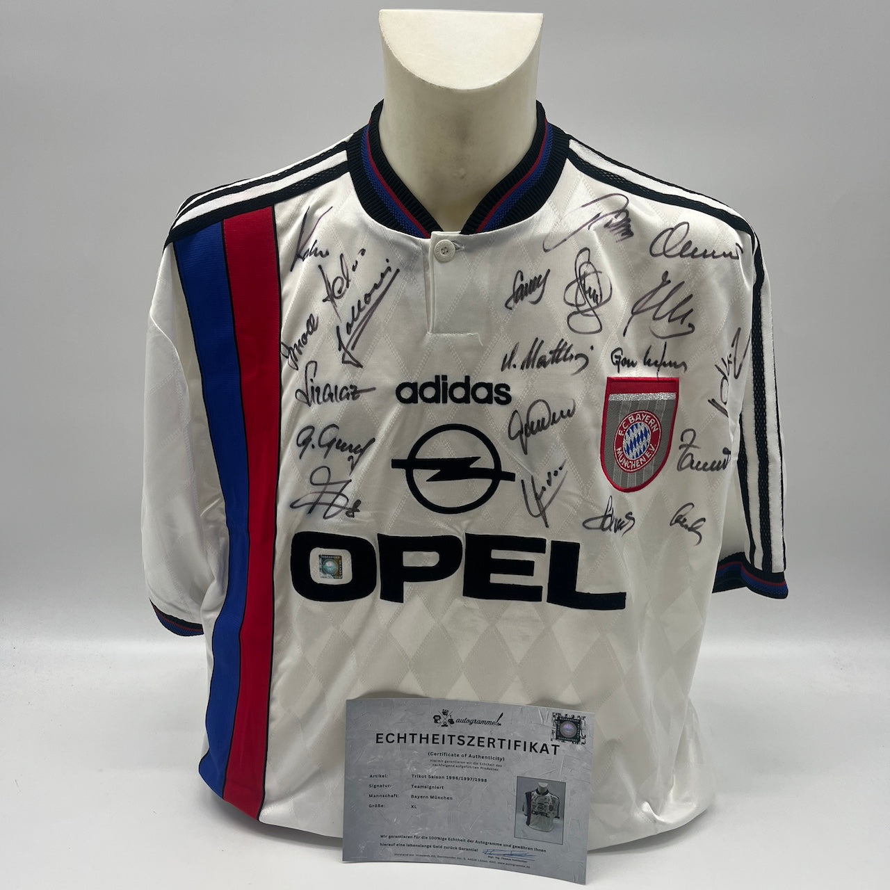 Bayern München Trikot 1996/1997/1998 Teamsigniert Bundesliga COA Adidas neu XL