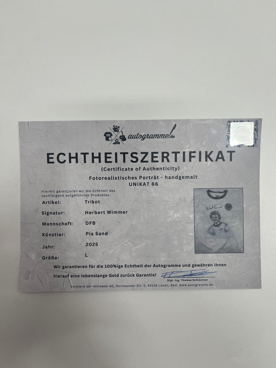 DFB Repro Shirt Portrait Herbert Wimmer handgemalt und signiert L