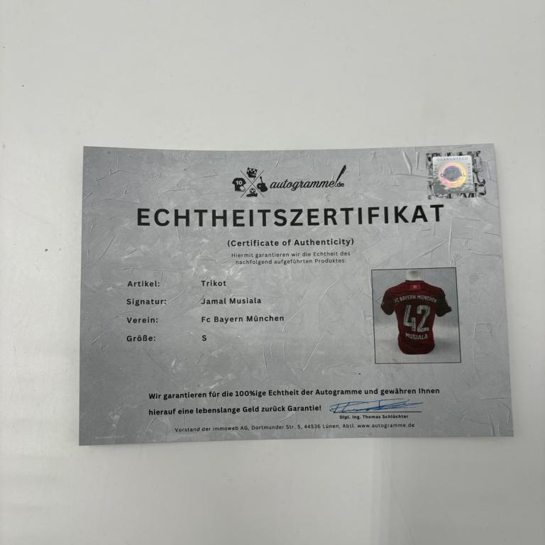 Bayern München Trikot Jamal Musiala signiert Autogramm Adidas COA neu S