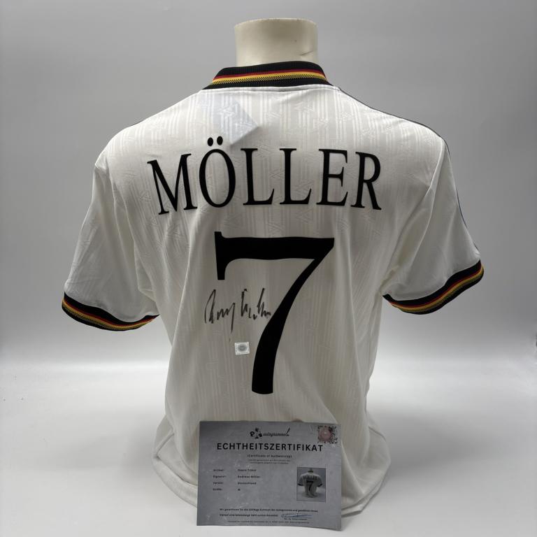 DFB Repro Trikot Andreas Möller signiert Adidas COA Deutschland Autogramm M