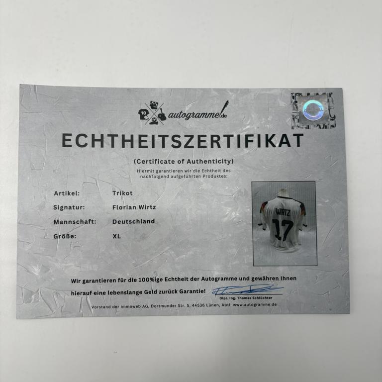 DFB Trikot Florian Wirtz signiert Adidas COA Deutschland Autogramm XL