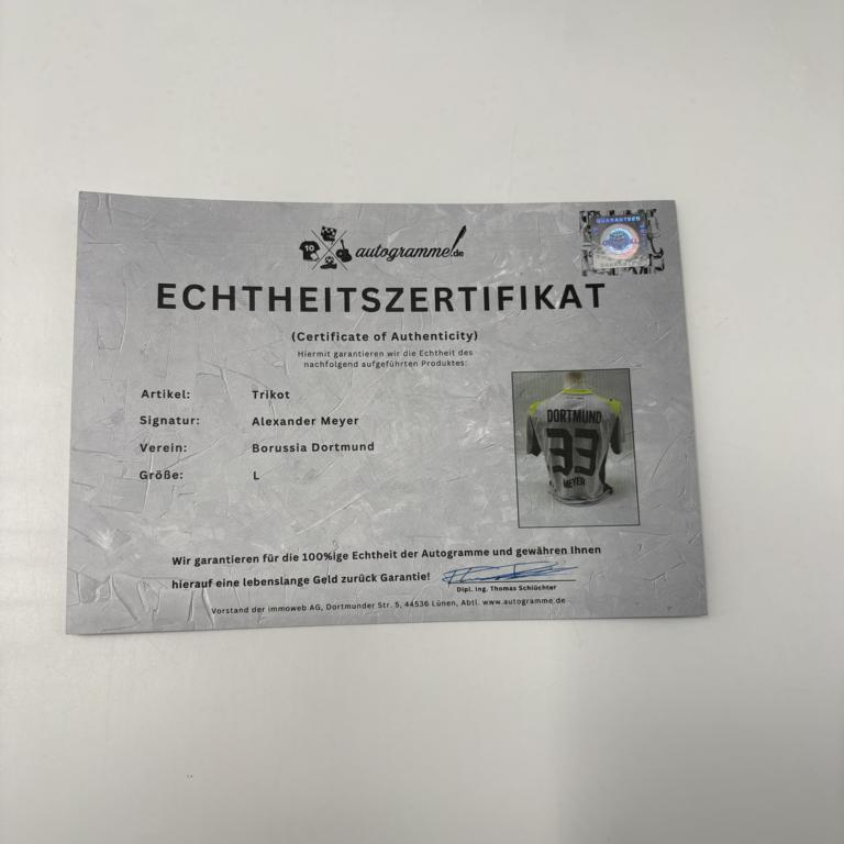 Borussia Dortmund Trikot Alexander Meyer signiert BVB Puma L