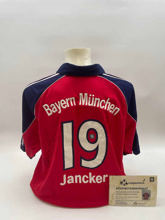 Bayern München Trikot Carsten Jancker signiert Autogramme Bundesliga Adidas XL