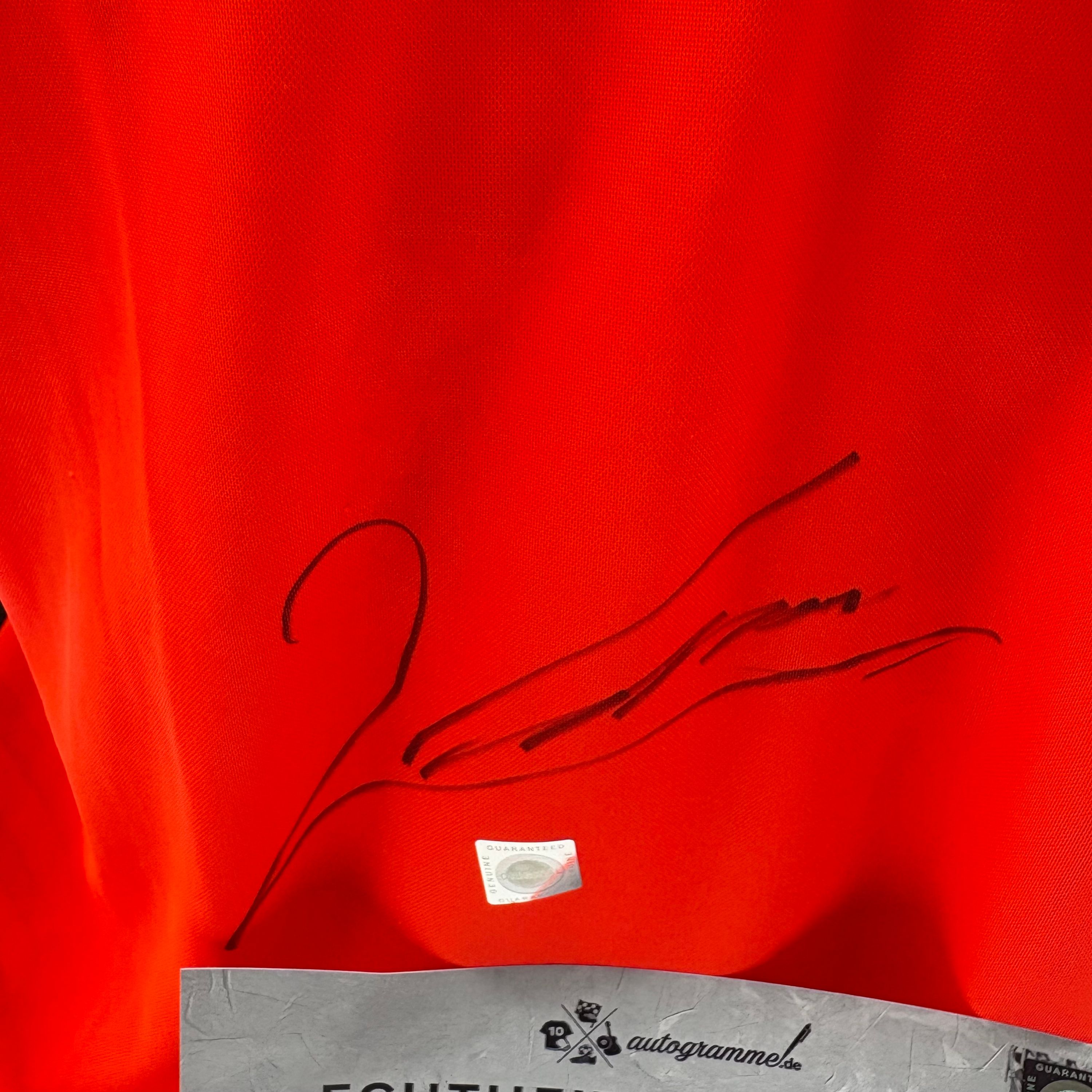 Bayern München Trainingsshirt Robert Lewandowski signiert Autogramme Adidas XL
