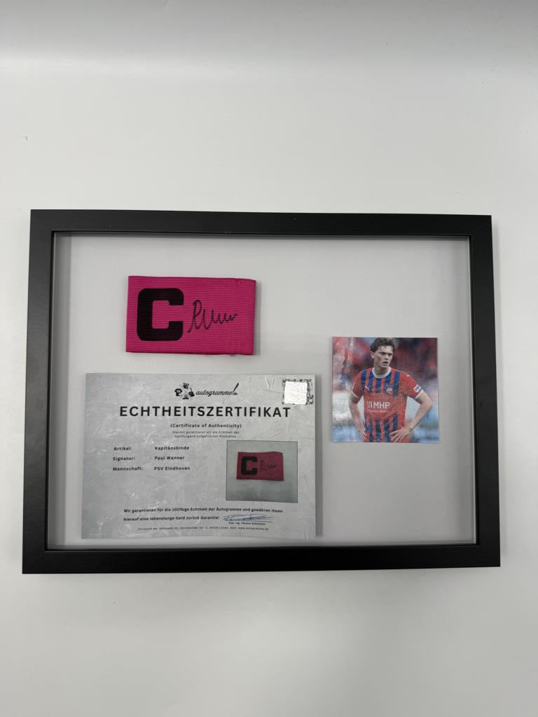 Kapitänsbinde Paul Wanner signiert im Rahmen PSV Eindhoven Autogramm